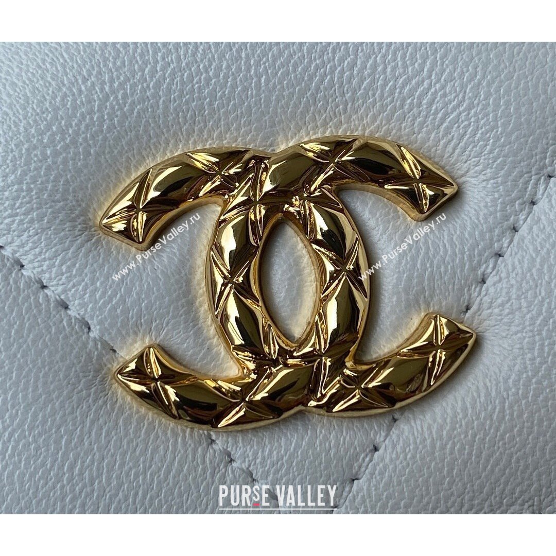 Chanel Lambskin Wallet on Chain WOC with Rings AP2236 White 2021 (SSZ-21082823)