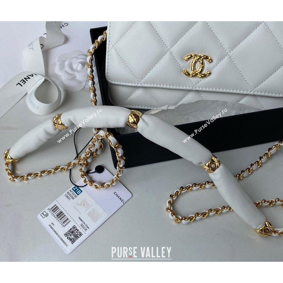 Chanel Lambskin Wallet on Chain WOC with Rings AP2236 White 2021 (SSZ-21082823)