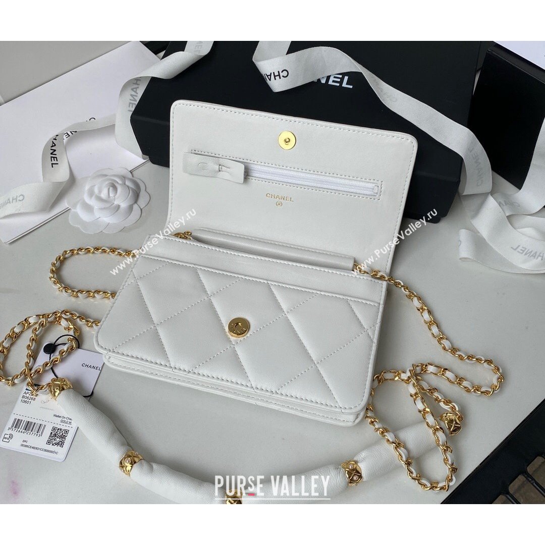 Chanel Lambskin Wallet on Chain WOC with Rings AP2236 White 2021 (SSZ-21082823)
