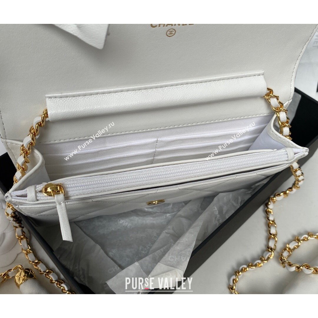 Chanel Lambskin Wallet on Chain WOC with Rings AP2236 White 2021 (SSZ-21082823)