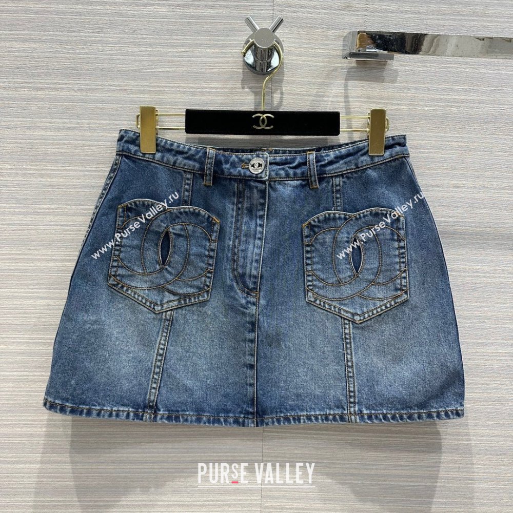 Chanel Denim Skirt CH032833 Blue 2024 (Q-24032833)