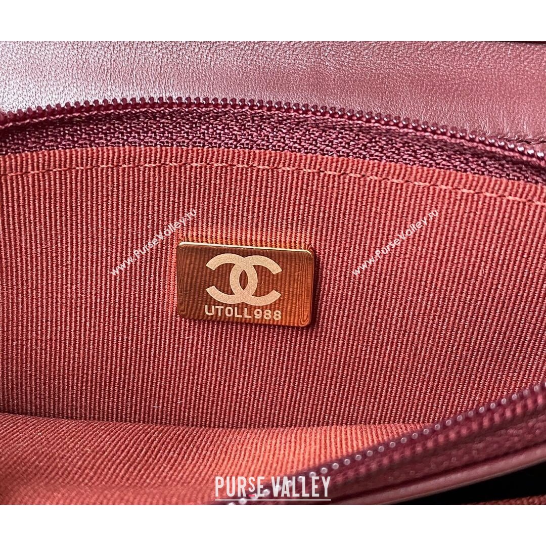 Chanel Lambskin Wallet on Chain WOC with Rings AP2236 Burgundy 2021 (SSZ-21082824)