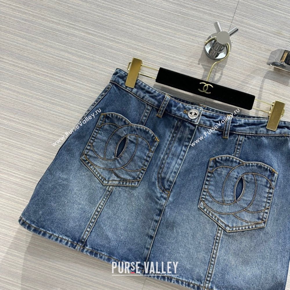 Chanel Denim Skirt CH032833 Blue 2024 (Q-24032833)