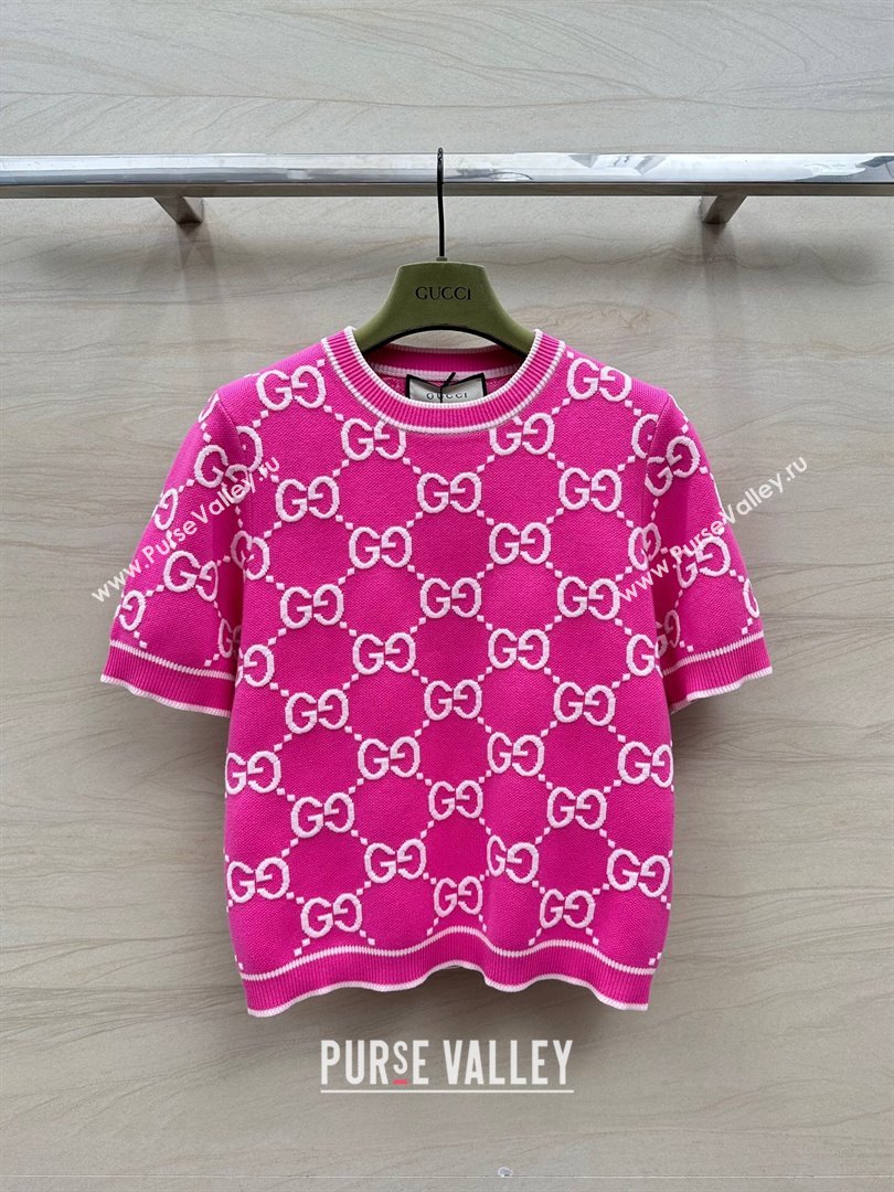 Gucci GG Short-sleeved Sweater G051733 Pink 2024 (Q-24051733)