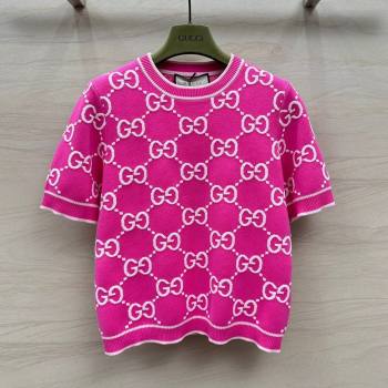 Gucci GG Short-sleeved Sweater G051733 Pink 2024 (Q-24051733)