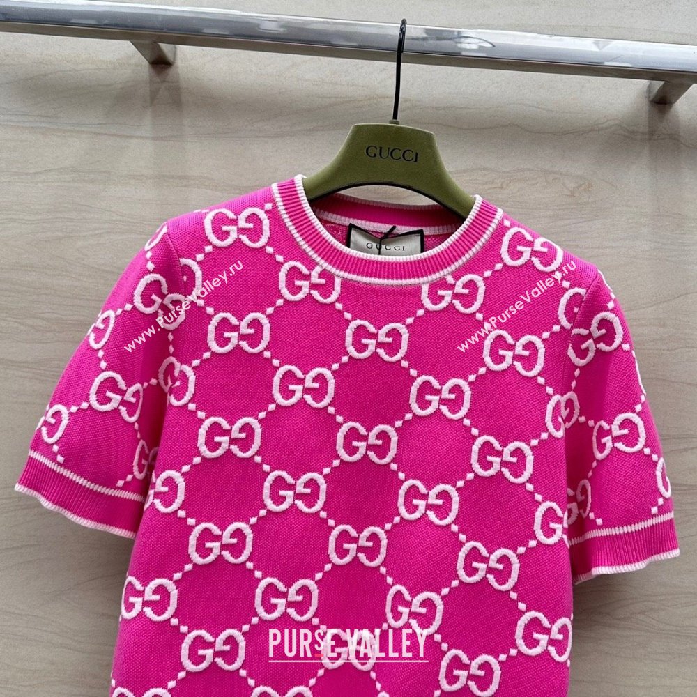 Gucci GG Short-sleeved Sweater G051733 Pink 2024 (Q-24051733)