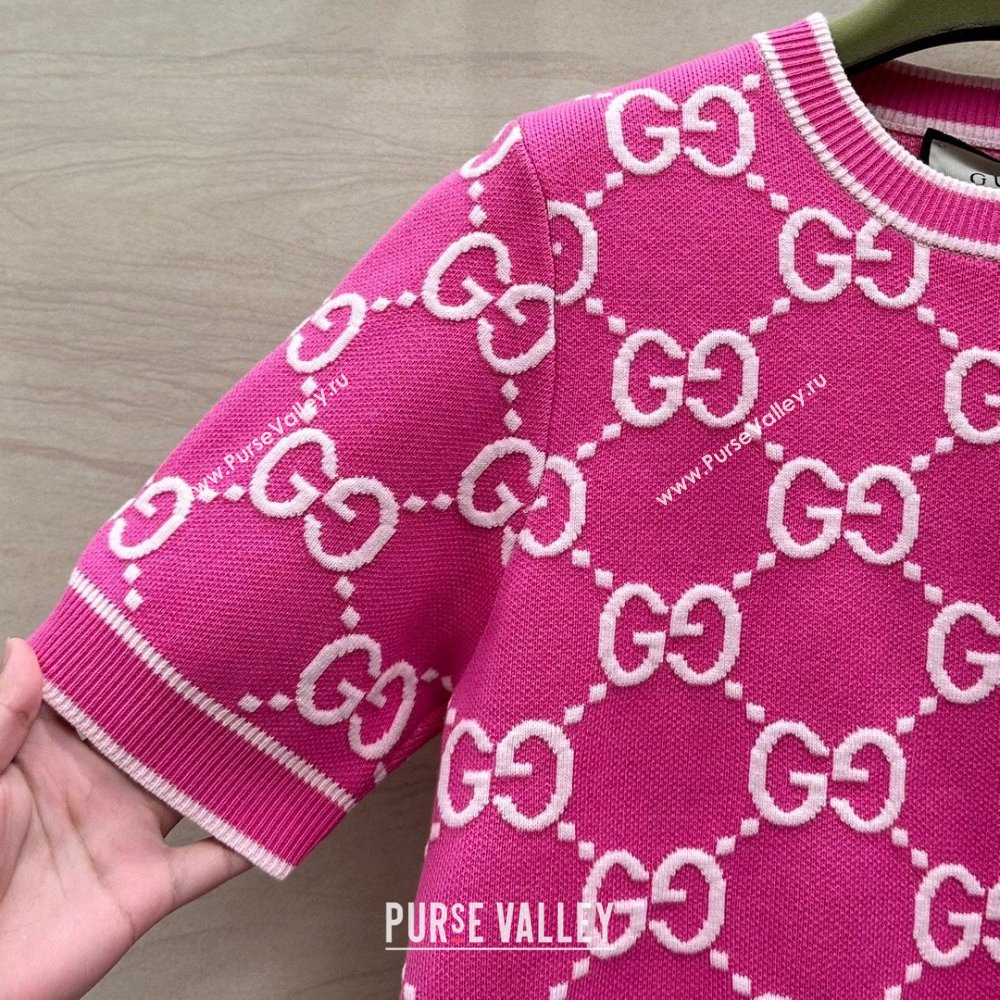 Gucci GG Short-sleeved Sweater G051733 Pink 2024 (Q-24051733)