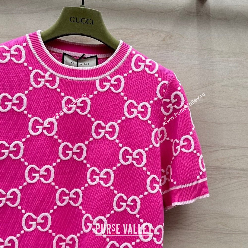Gucci GG Short-sleeved Sweater G051733 Pink 2024 (Q-24051733)