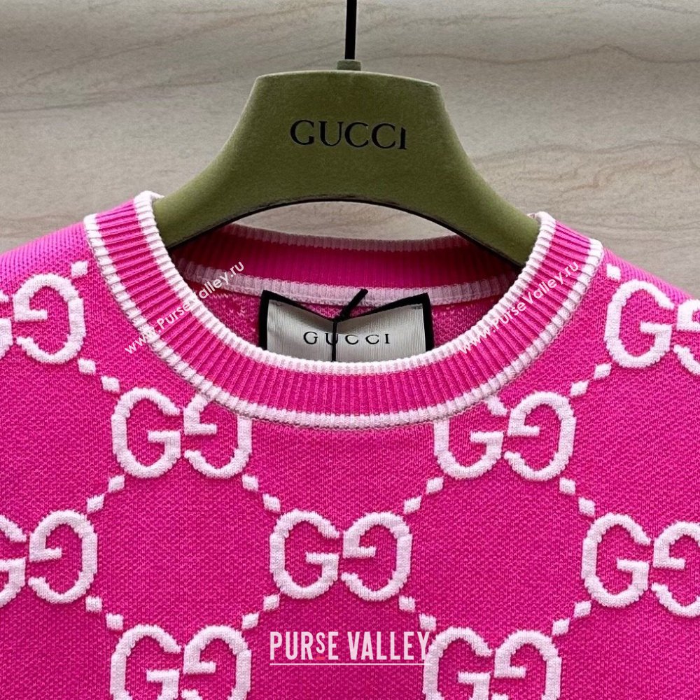 Gucci GG Short-sleeved Sweater G051733 Pink 2024 (Q-24051733)