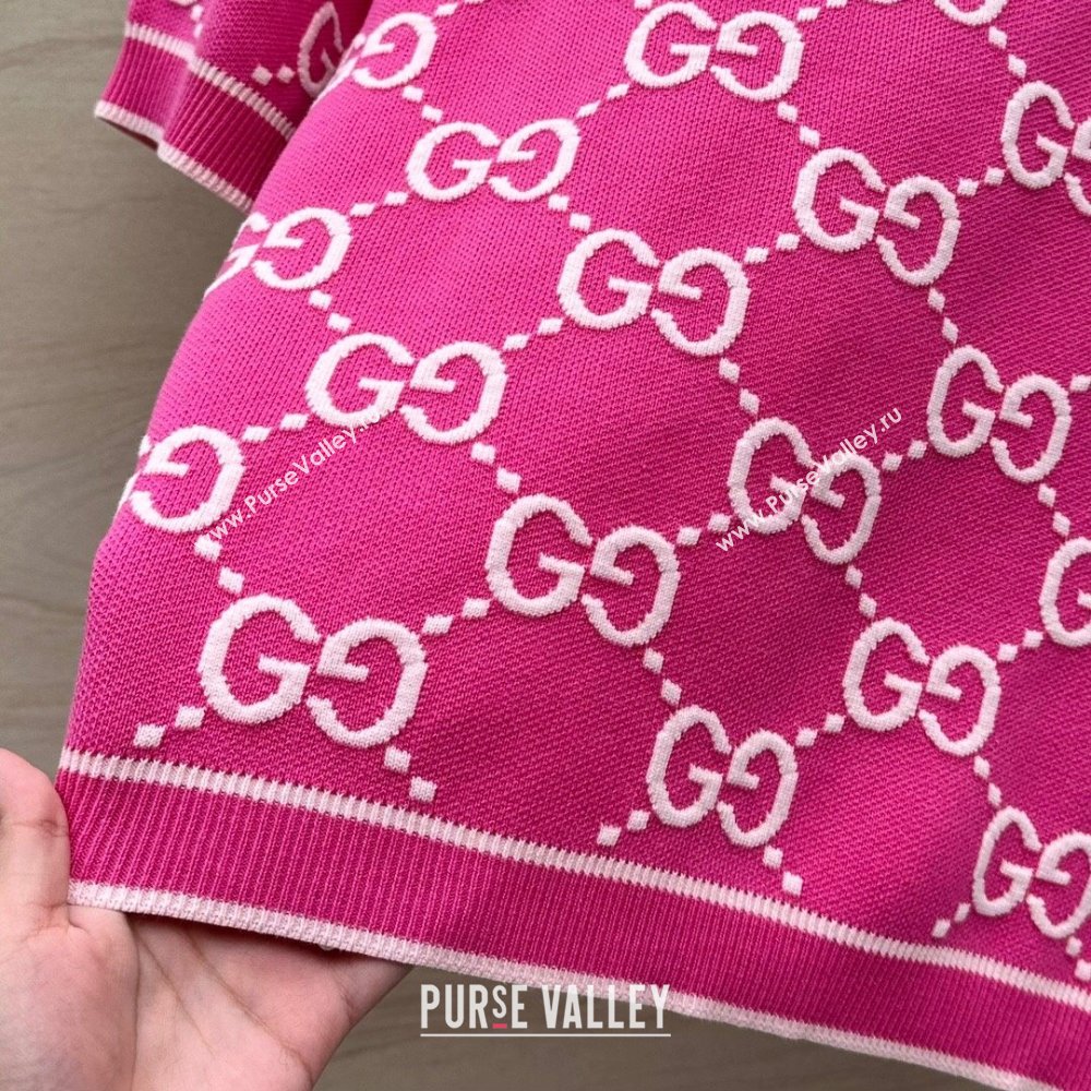 Gucci GG Short-sleeved Sweater G051733 Pink 2024 (Q-24051733)