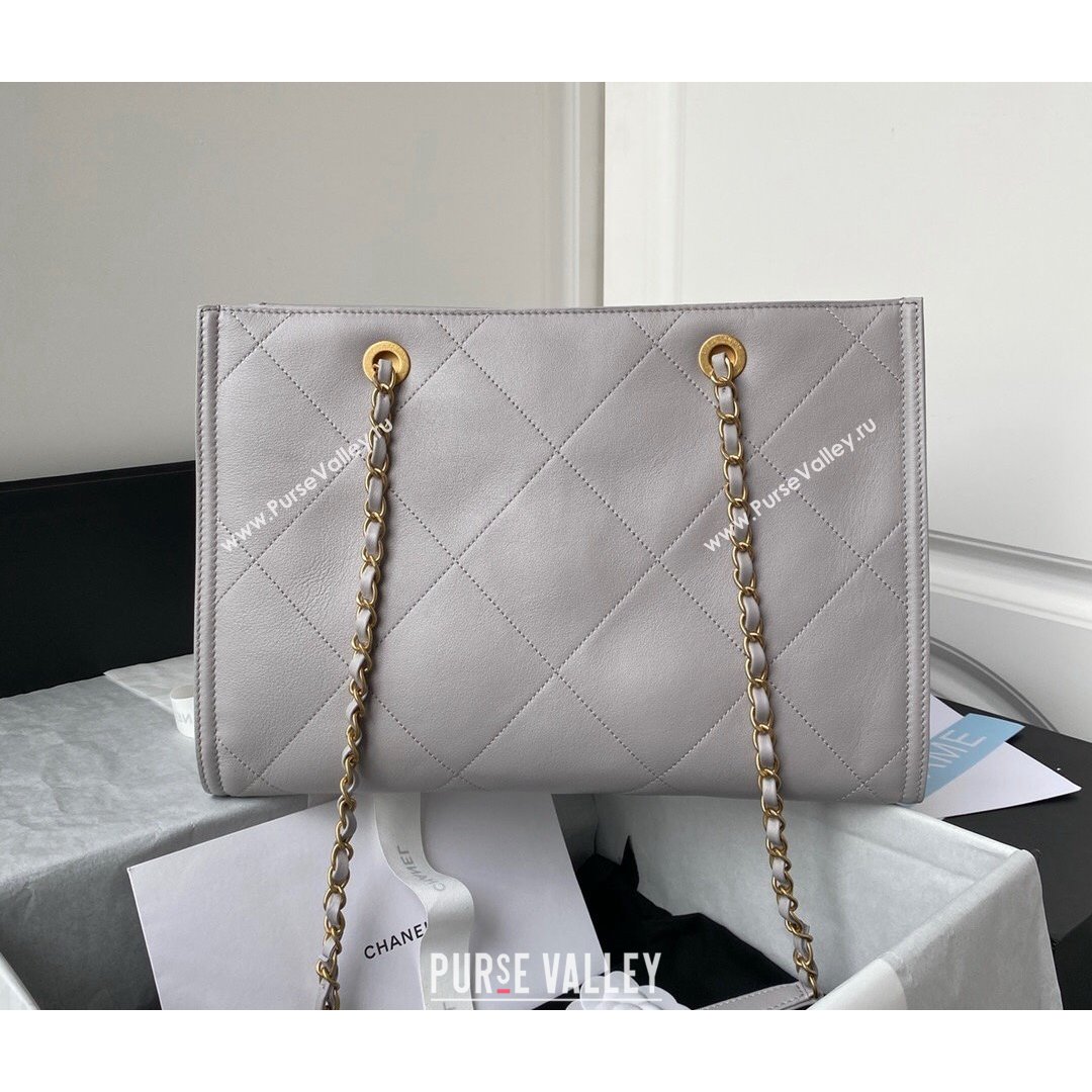 Chanel Calfskin Small Shopping Bag AS2752 Gray 2021 (SSZ-21082826)