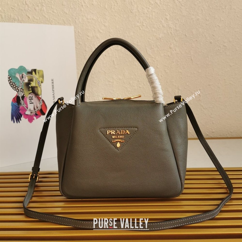 Prada Small Leather Top handle Bag 1BC145 Grey 2020 (YZ-20112715)