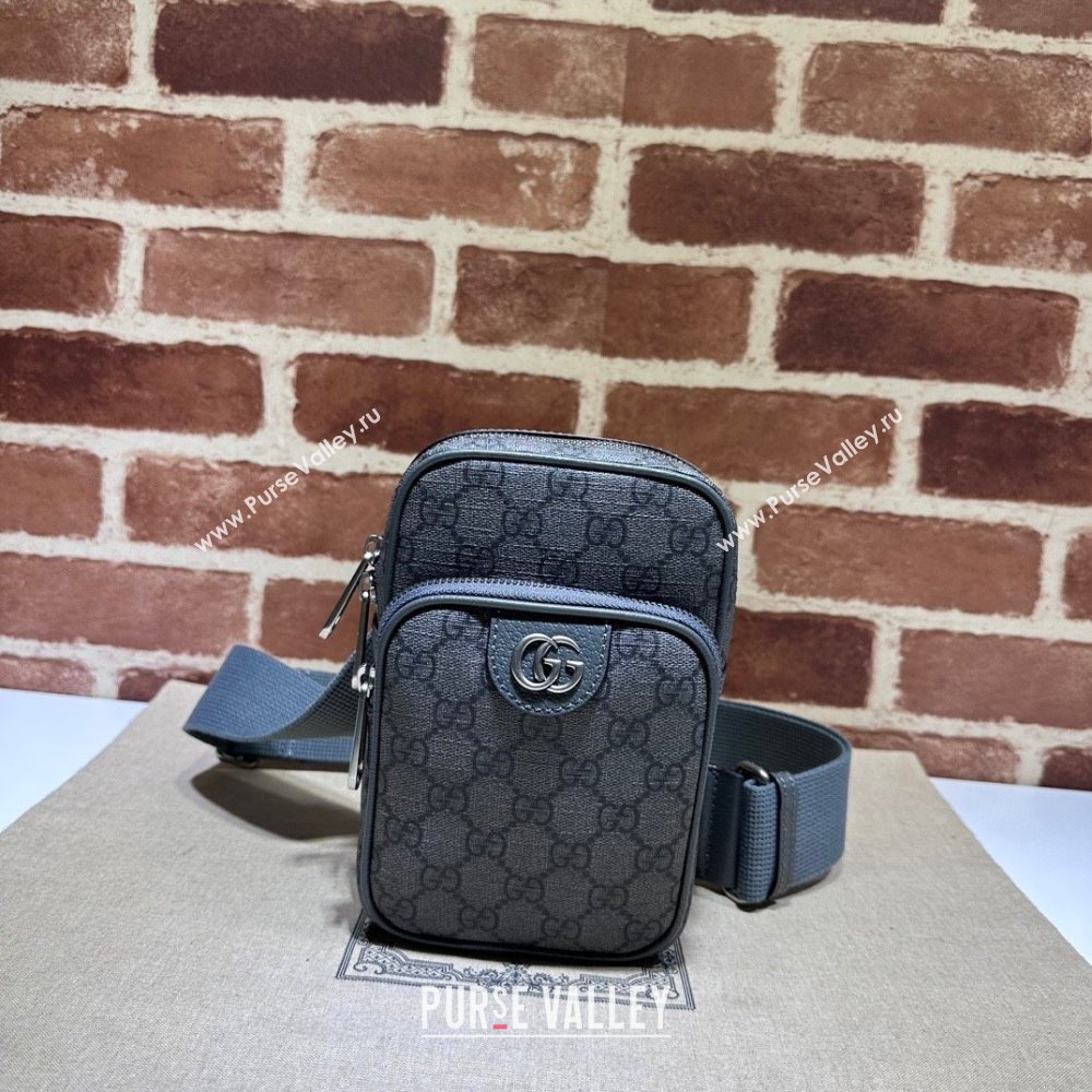 Gucci Mens Ophidia GG Canvas Mini Bag 752565 Grey/Black 2023 (DLH-231128096)