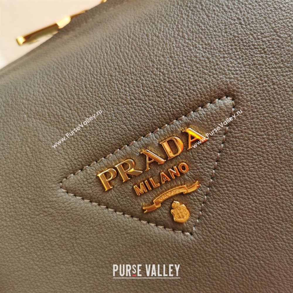 Prada Small Leather Top handle Bag 1BC145 Grey 2020 (YZ-20112715)