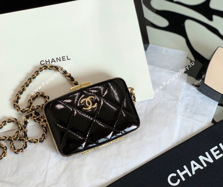 Chanel Goatskin Small Box Clutch with Chain AP2242 Black 2021 (JY-21101247)