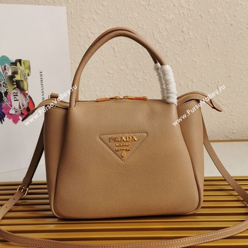 Prada Small Leather Top handle Bag 1BC145 Beige 2020 (YZ-20112714)