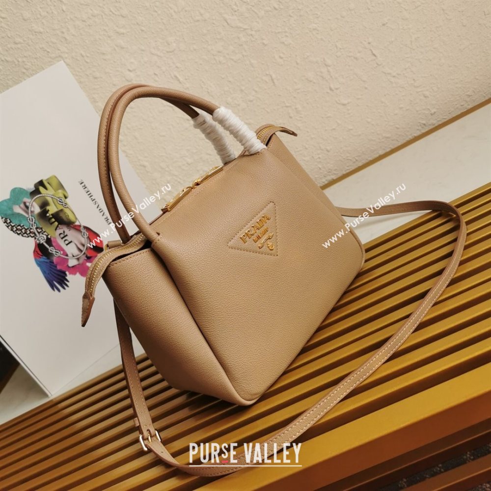 Prada Small Leather Top handle Bag 1BC145 Beige 2020 (YZ-20112714)