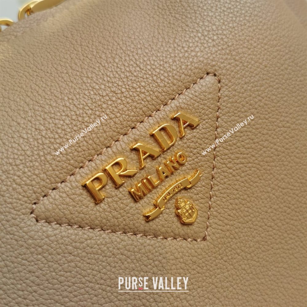 Prada Small Leather Top handle Bag 1BC145 Beige 2020 (YZ-20112714)