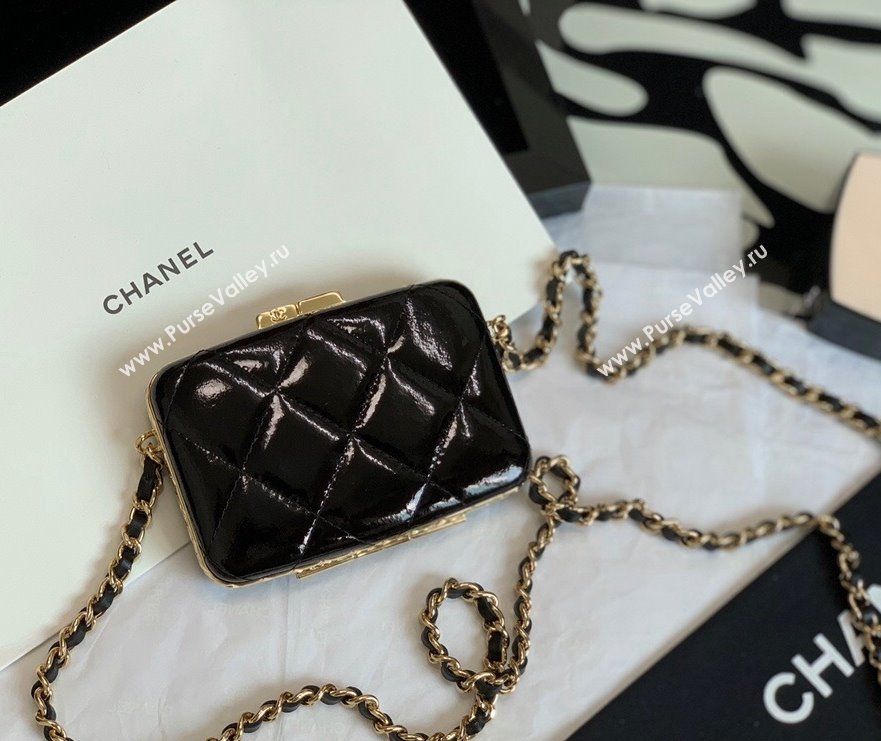 Chanel Goatskin Small Box Clutch with Chain AP2242 Black 2021 (JY-21101247)