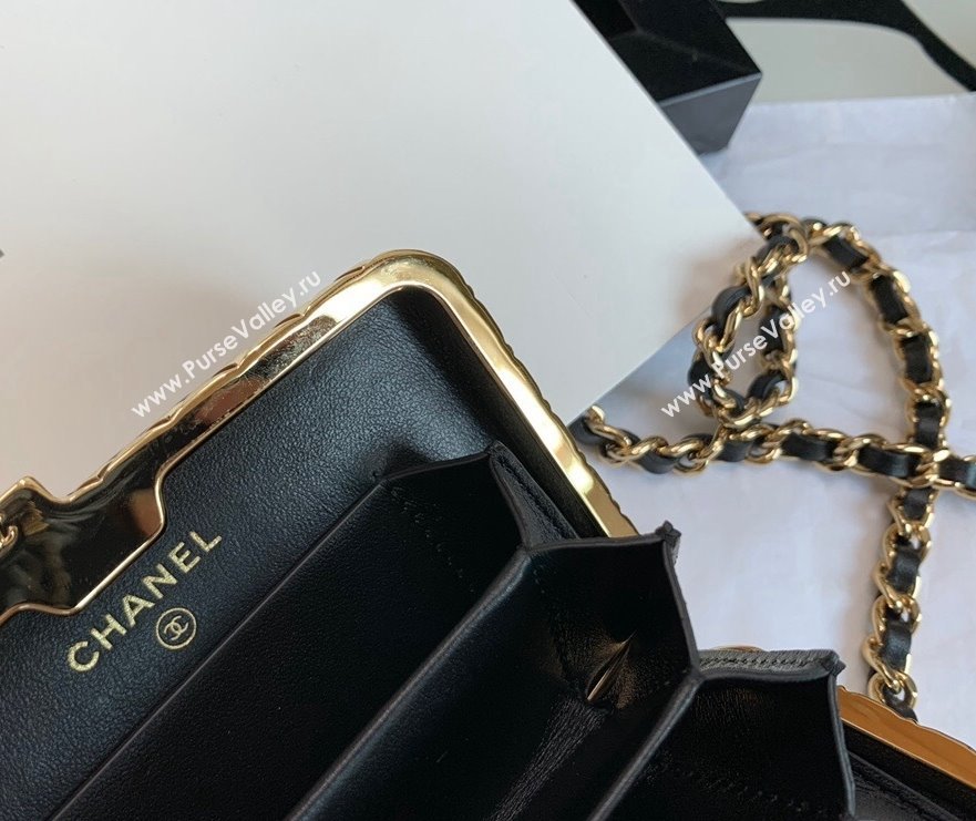 Chanel Goatskin Small Box Clutch with Chain AP2242 Black 2021 (JY-21101247)