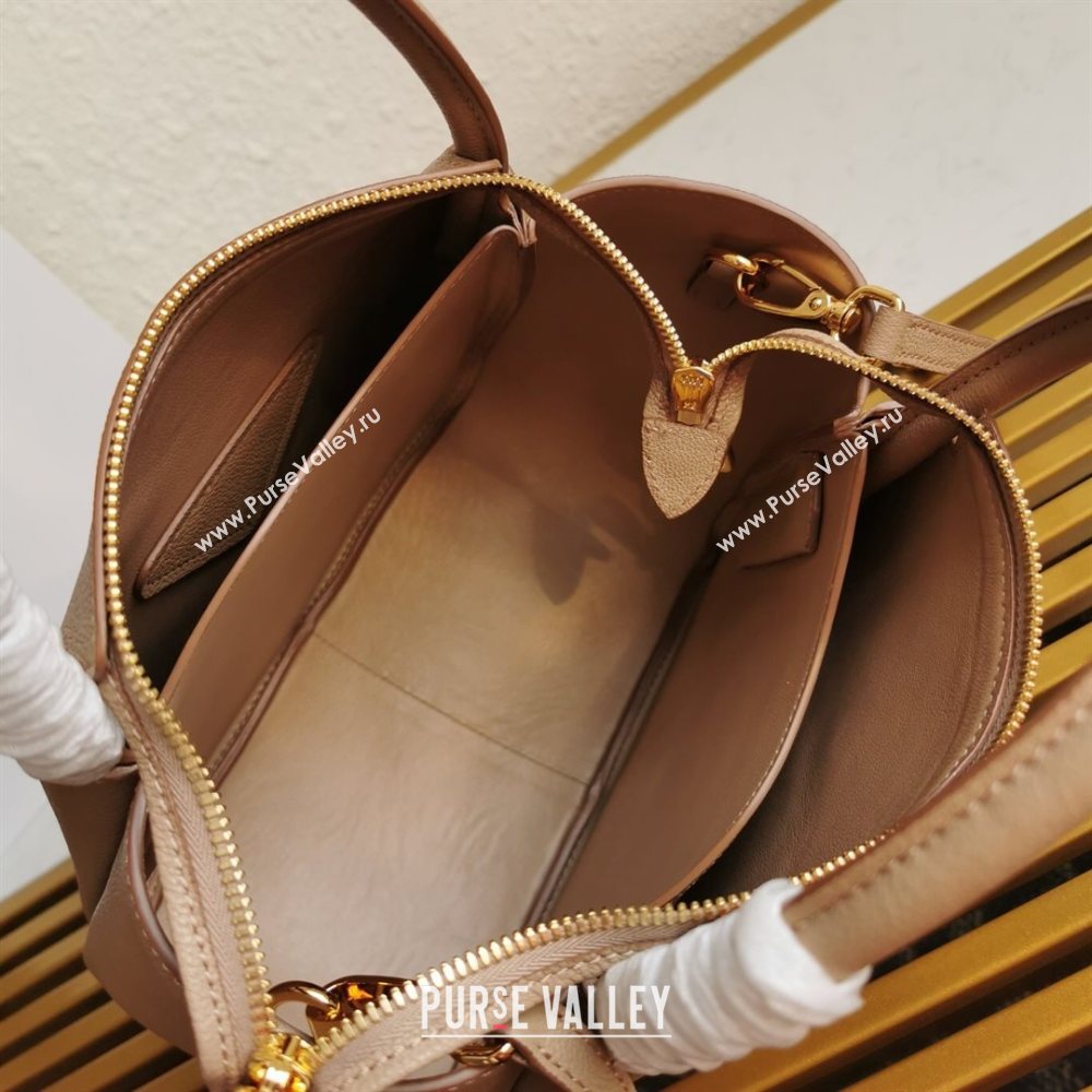 Prada Small Leather Top handle Bag 1BC145 Beige 2020 (YZ-20112714)