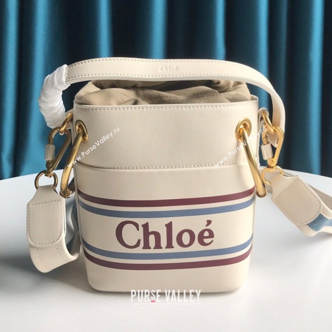 Chloe Roy Smooth Calfskin Bucket Bag White 2021 (SSZ-21082801)