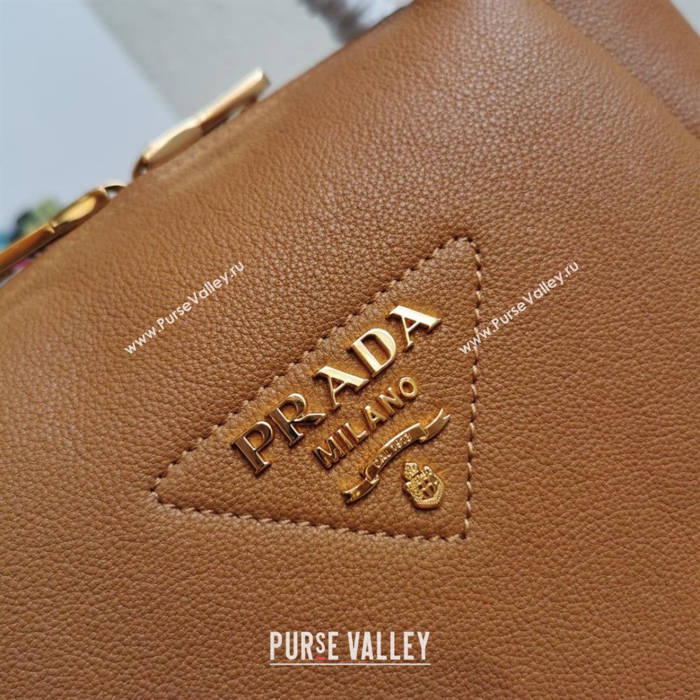 Prada Small Leather Top handle Bag 1BC145 Brown 2020 (YZ-20112713)
