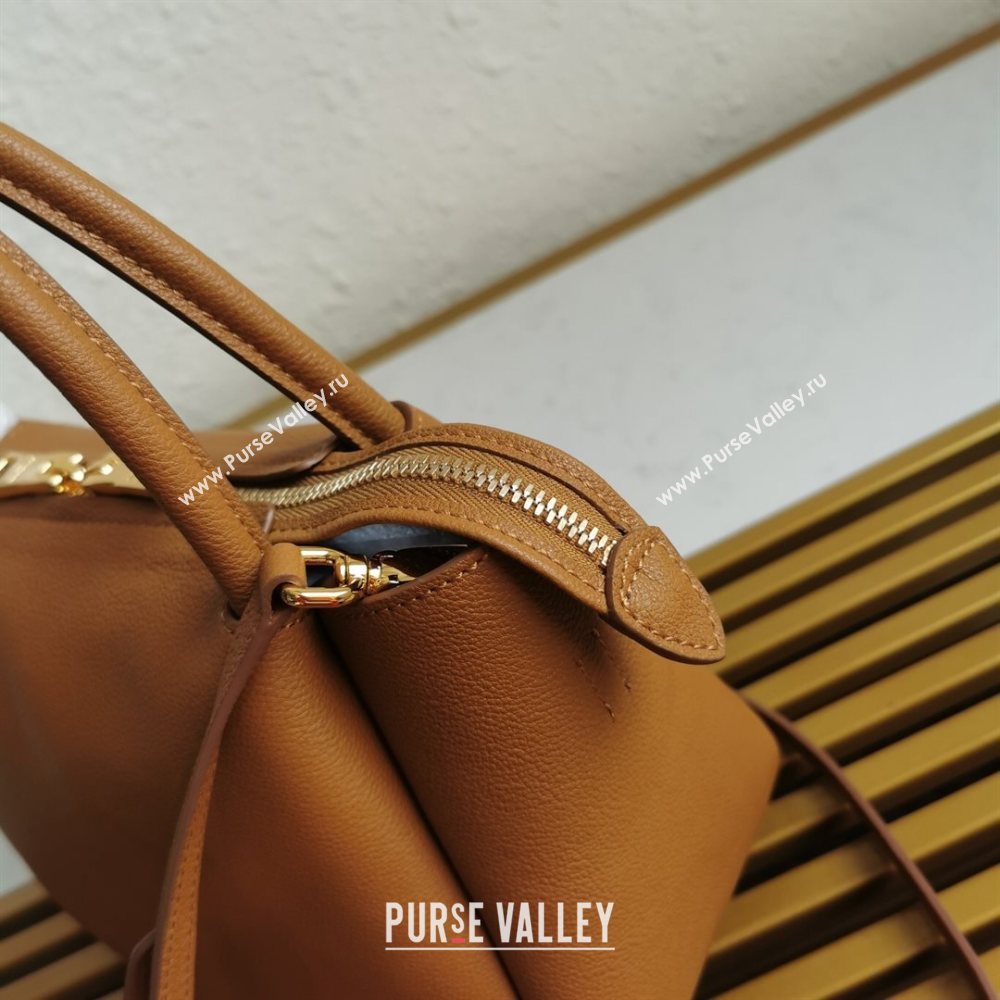 Prada Small Leather Top handle Bag 1BC145 Brown 2020 (YZ-20112713)