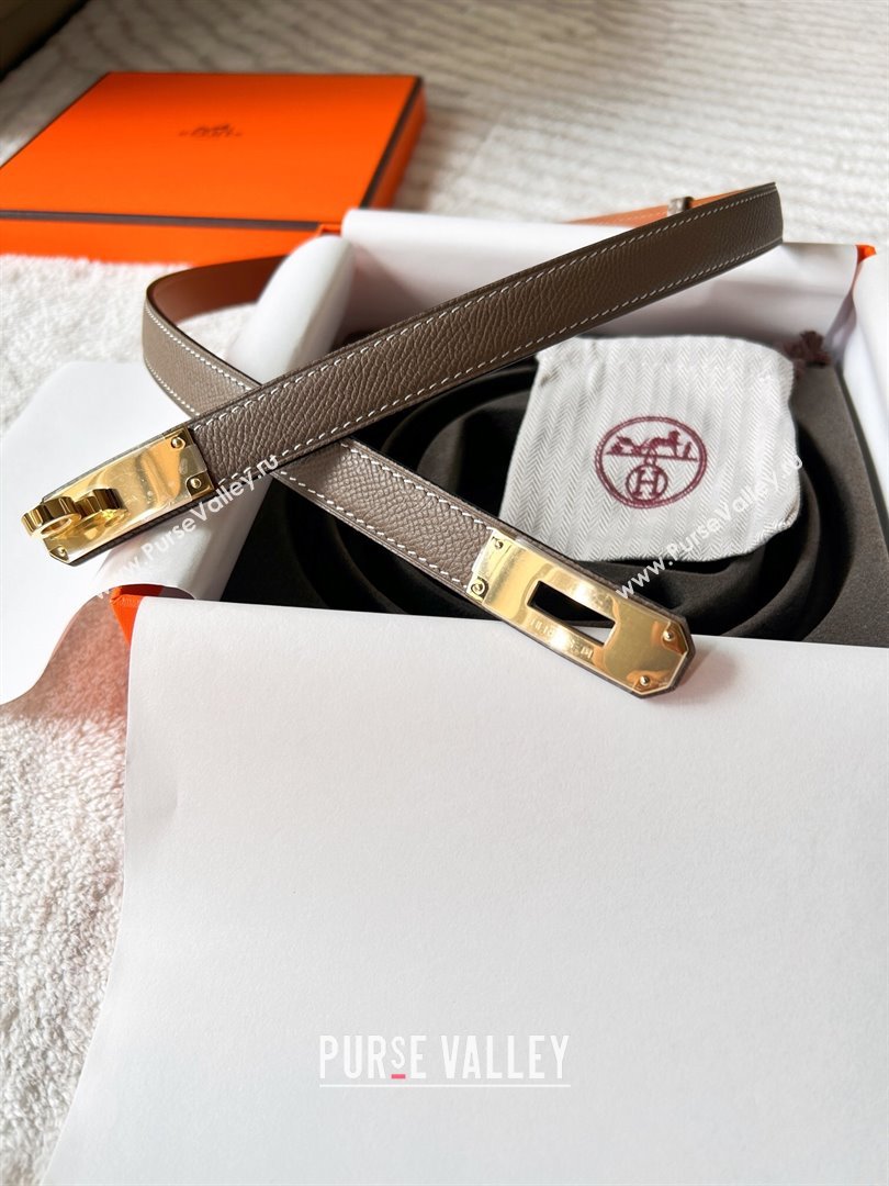 Hermes Epsom Leather Belt 1.8cm Grey/Gold 2024 (YANG-24072414)