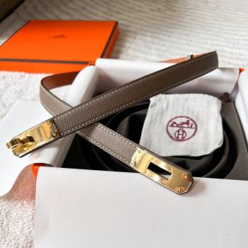 Hermes Epsom Leather Belt 1.8cm Grey/Gold 2024 (YANG-24072414)