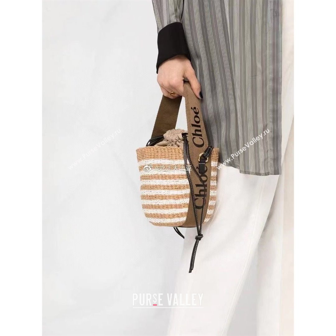 Chloe Small Woody Basket Bag Beige/White 2021 03 (SSZ-21082805)
