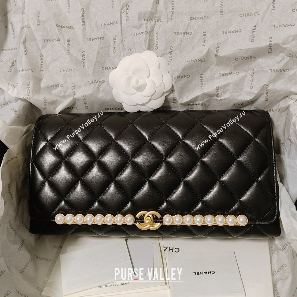 Chanel Lambskin Clutch with Imitation Pearls AS4455 Black 2023 (JY-23120702)