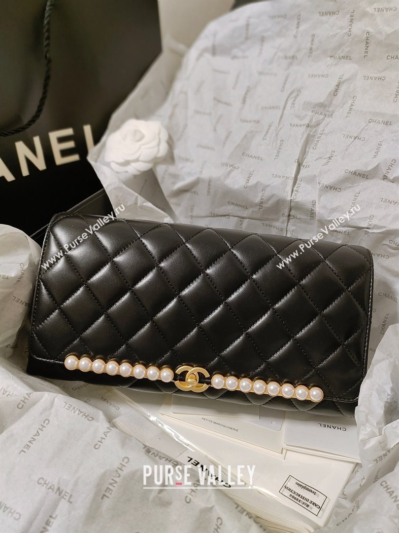 Chanel Lambskin Clutch with Imitation Pearls AS4455 Black 2023 (JY-23120702)