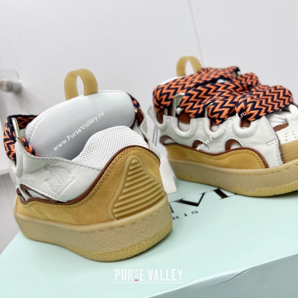 Lanvin Leather Curb Sneakers L11112 White/Brown 2023 Top (KL-23110112)