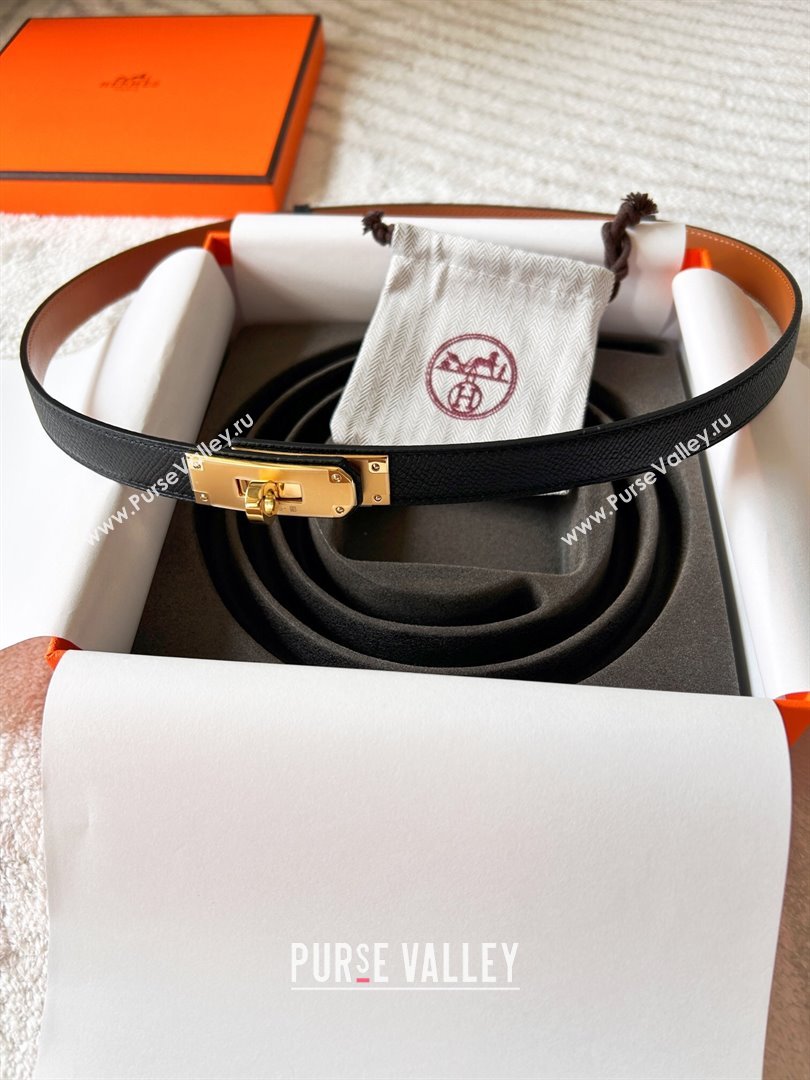 Hermes Epsom Leather Belt 1.8cm Black/Gold 2024 (YANG-24072413)