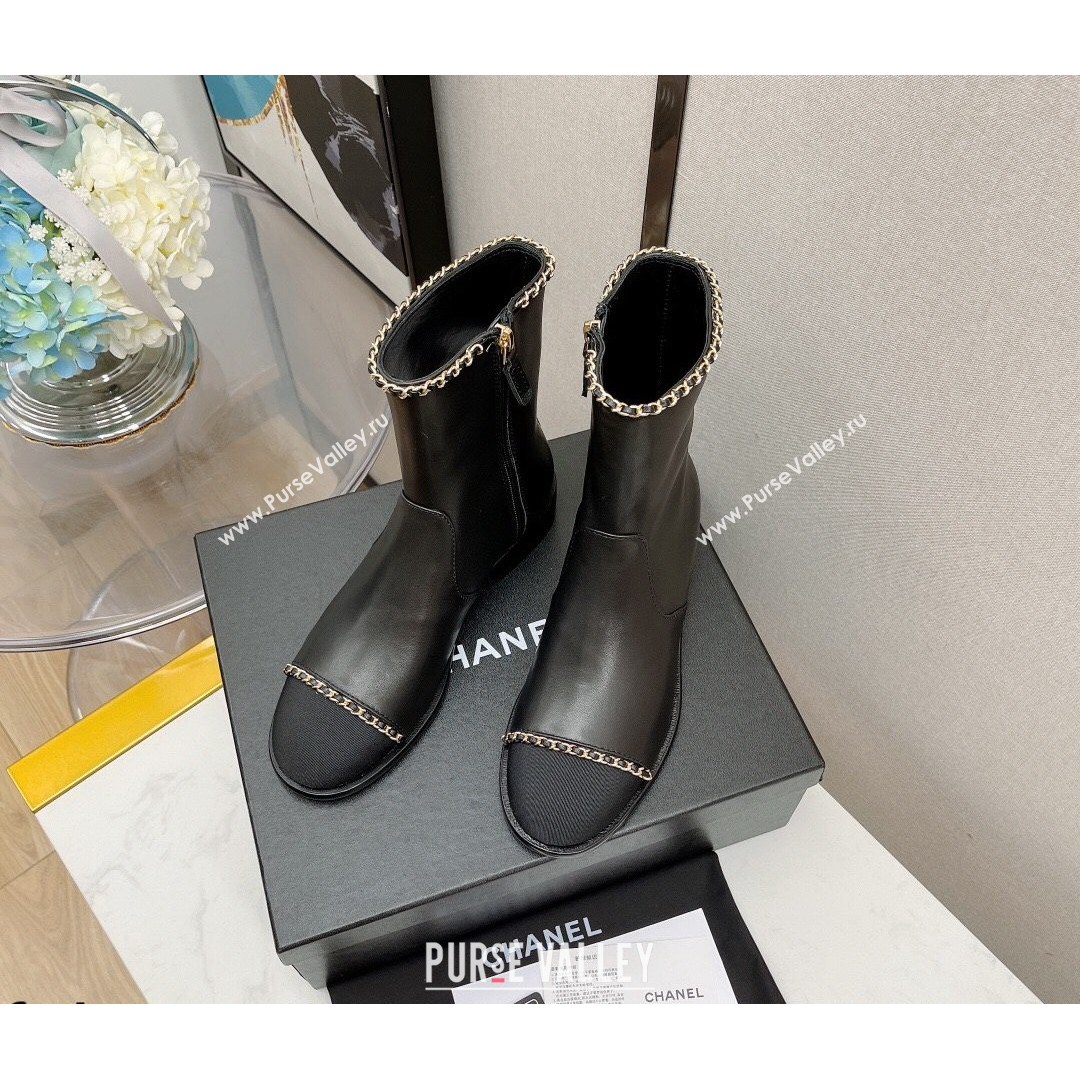 Chanel Lambskin Chain Short Boots 3cm G37826 Black 2021 (MD-21080956)