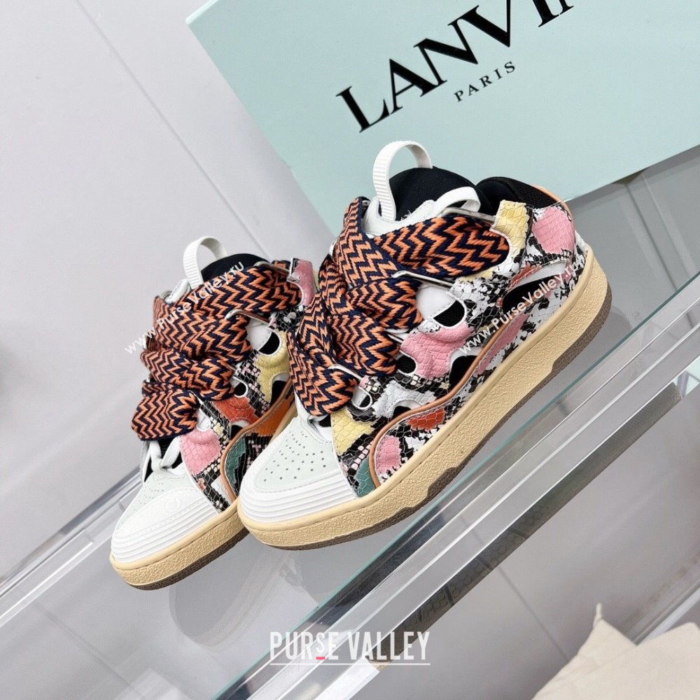 Lanvin Leather Curb Sneakers L11113 White/Pink 2023 Top (KL-23110113)