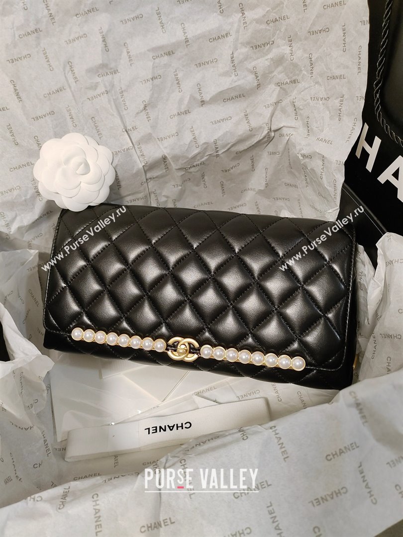 Chanel Lambskin Clutch with Imitation Pearls AS4455 Black 2023 (JY-23120702)