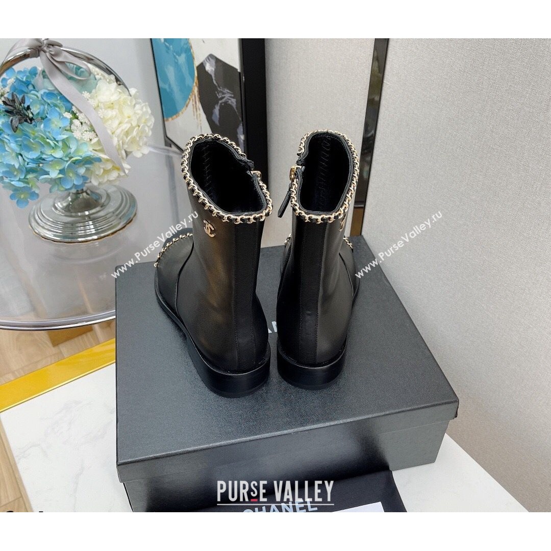 Chanel Lambskin Chain Short Boots 3cm G37826 Black 2021 (MD-21080956)