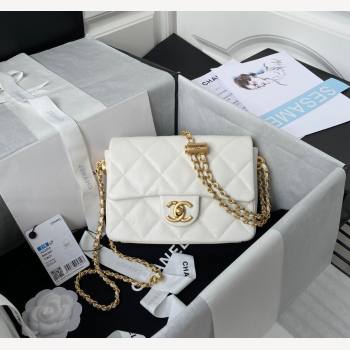 Chanel Iridescent Grained Calfskin Mini Flap Bag AS2855 White 2021 (JY-21101216)