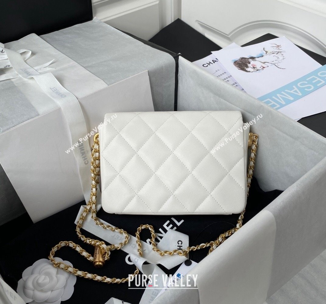 Chanel Iridescent Grained Calfskin Mini Flap Bag AS2855 White 2021 (JY-21101216)