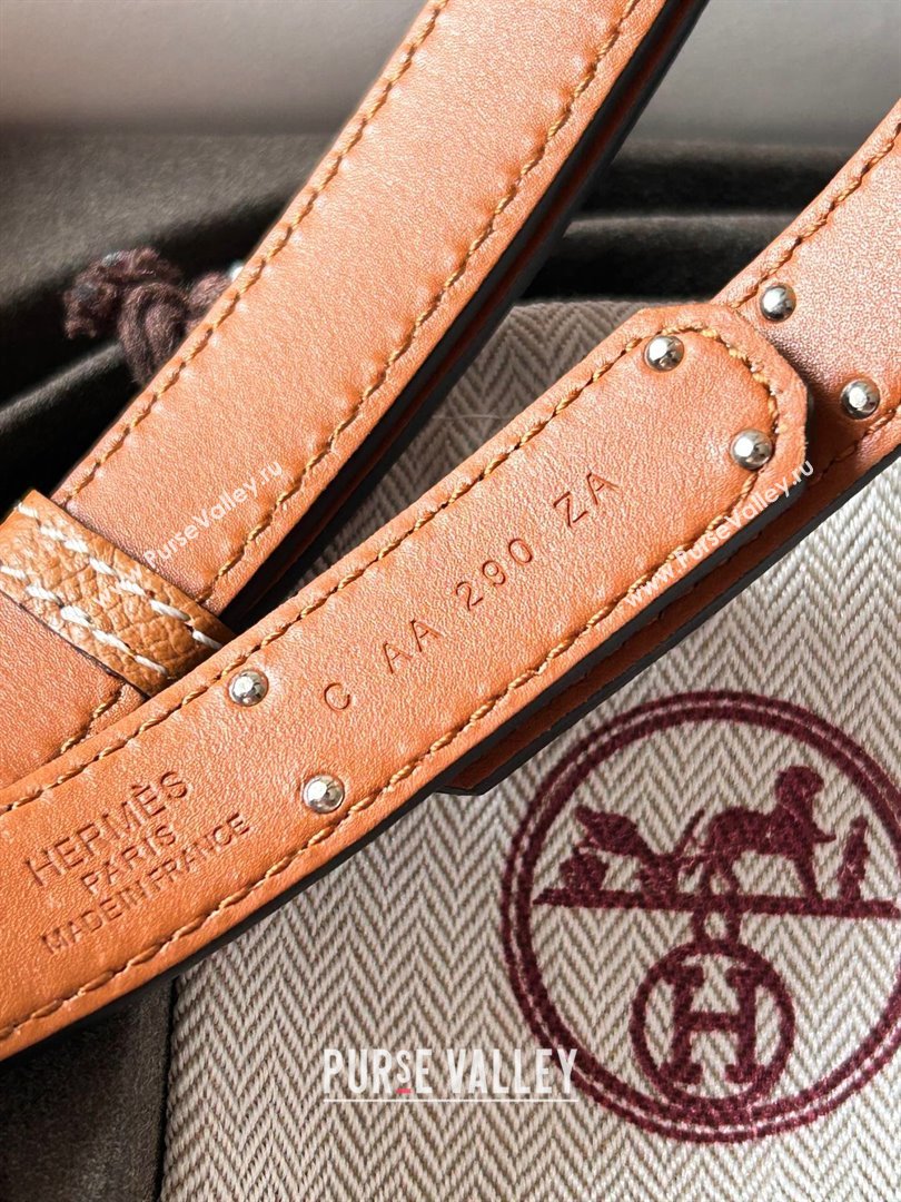 Hermes Epsom Leather Belt 1.8cm Brown/Silver 2024 (YANG-24072415)