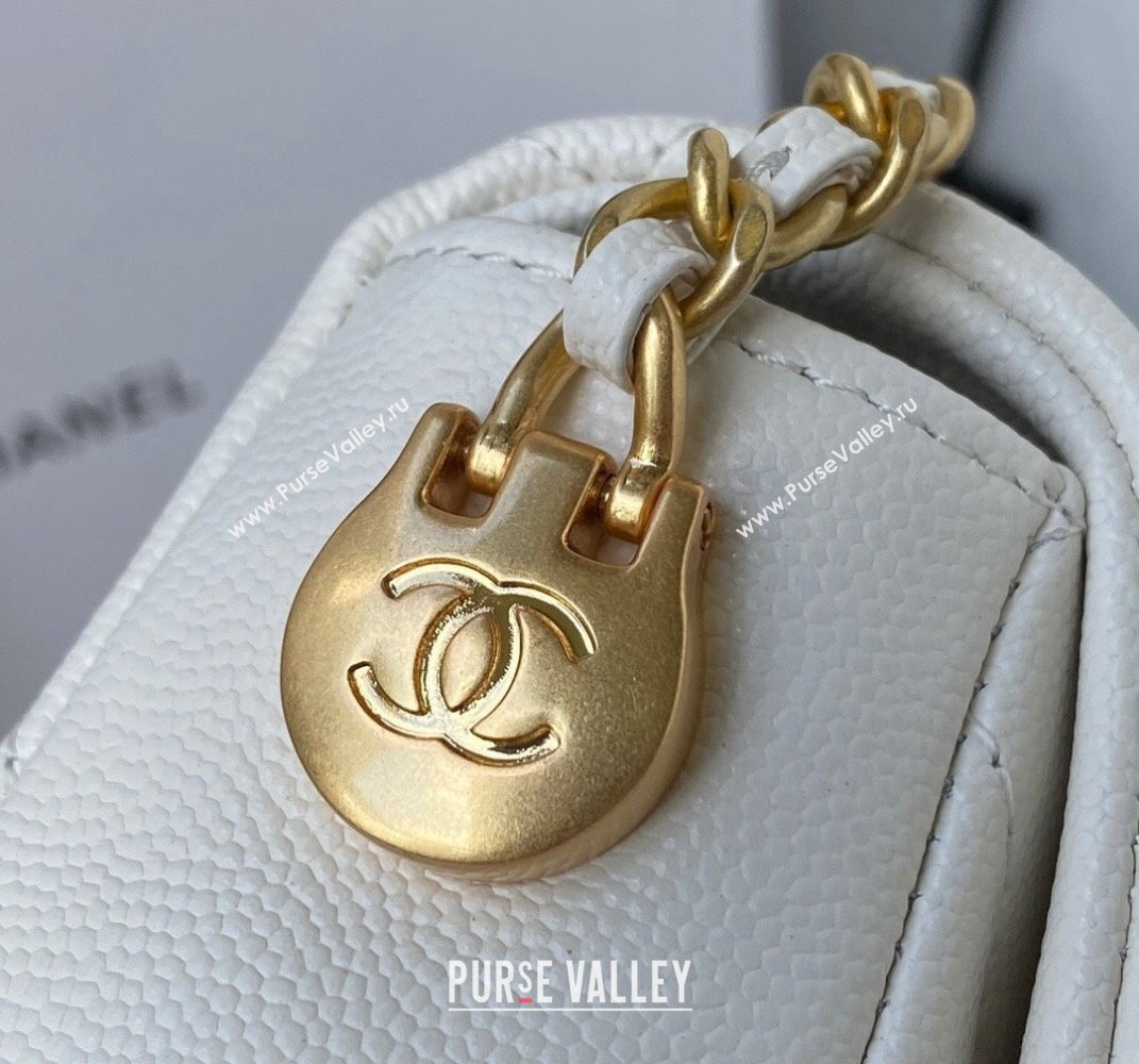 Chanel Iridescent Grained Calfskin Mini Flap Bag AS2855 White 2021 (JY-21101216)