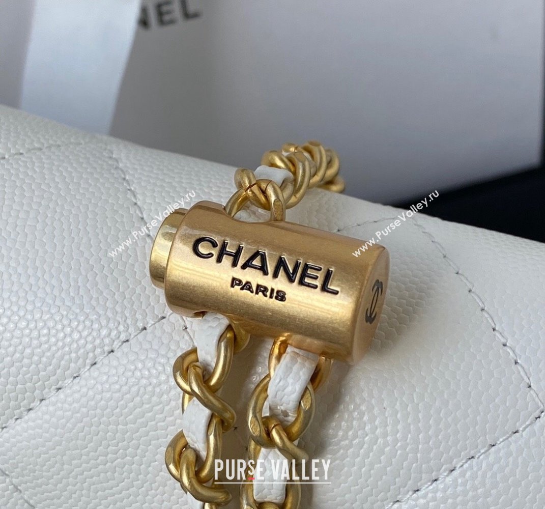 Chanel Iridescent Grained Calfskin Mini Flap Bag AS2855 White 2021 (JY-21101216)