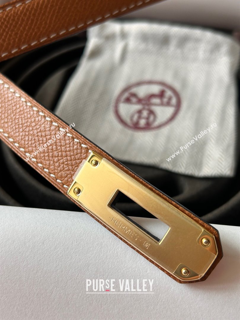 Hermes Epsom Leather Belt 1.8cm Brown/Gold 2024 (YANG-24072416)