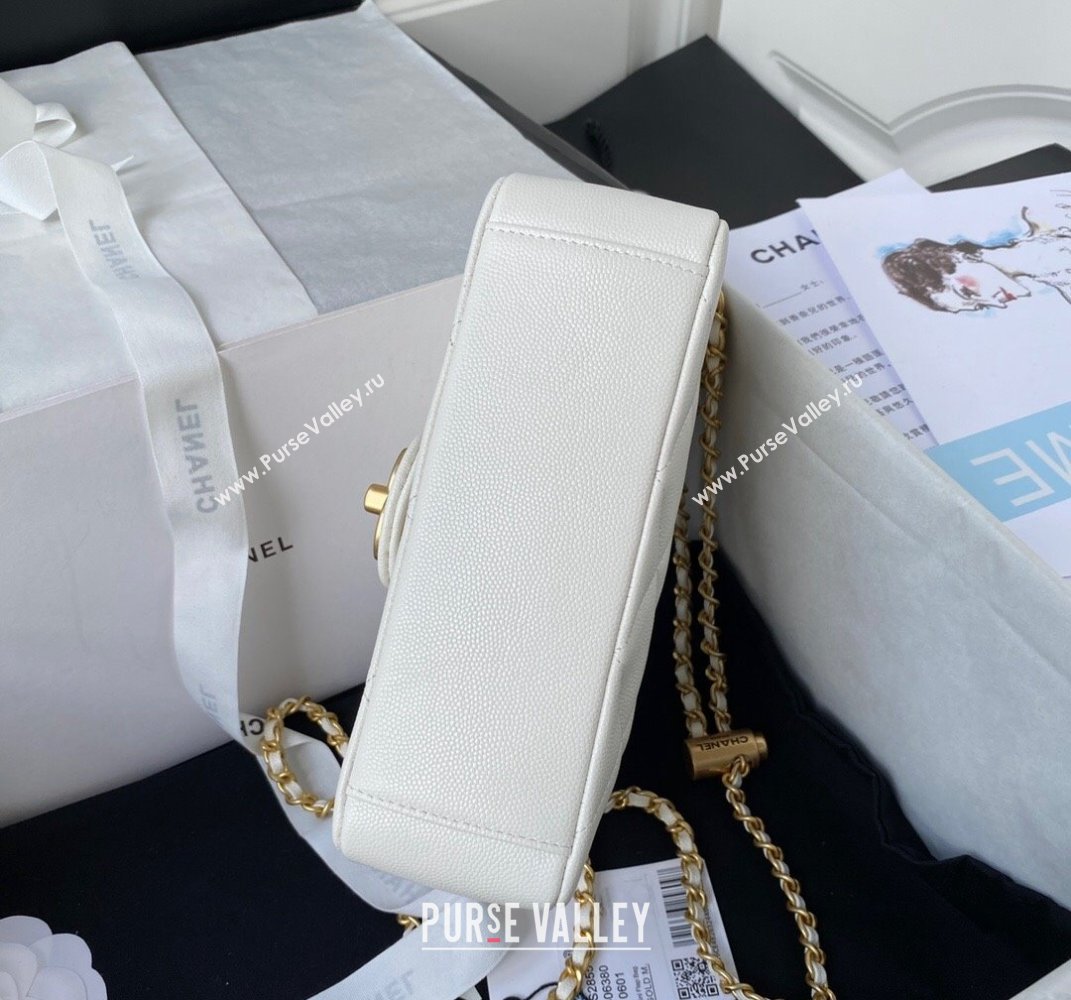 Chanel Iridescent Grained Calfskin Mini Flap Bag AS2855 White 2021 (JY-21101216)