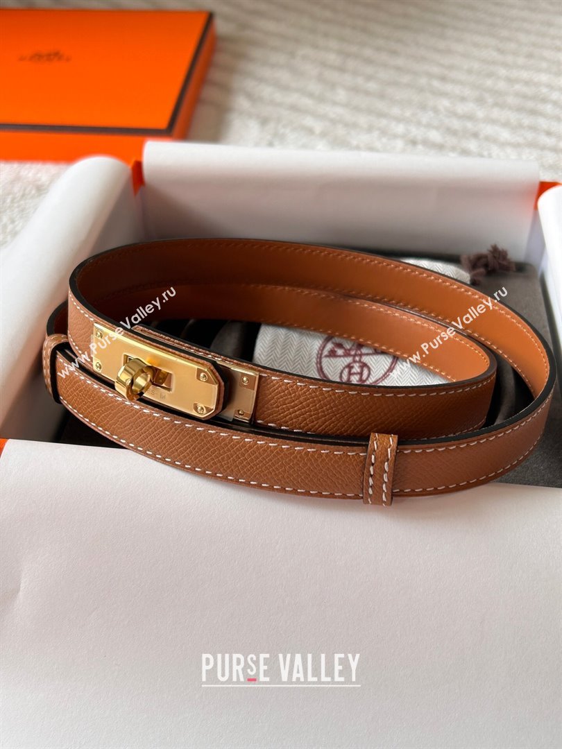 Hermes Epsom Leather Belt 1.8cm Brown/Gold 2024 (YANG-24072416)