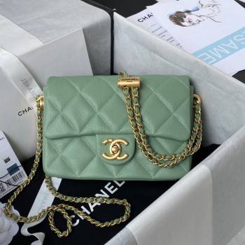 Chanel Iridescent Grained Calfskin Mini Flap Bag AS2855 Green 02 2021 (JY-21101218)