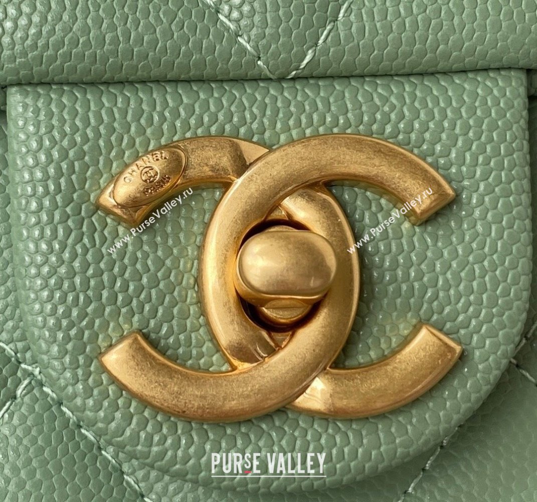 Chanel Iridescent Grained Calfskin Mini Flap Bag AS2855 Green 02 2021 (JY-21101218)