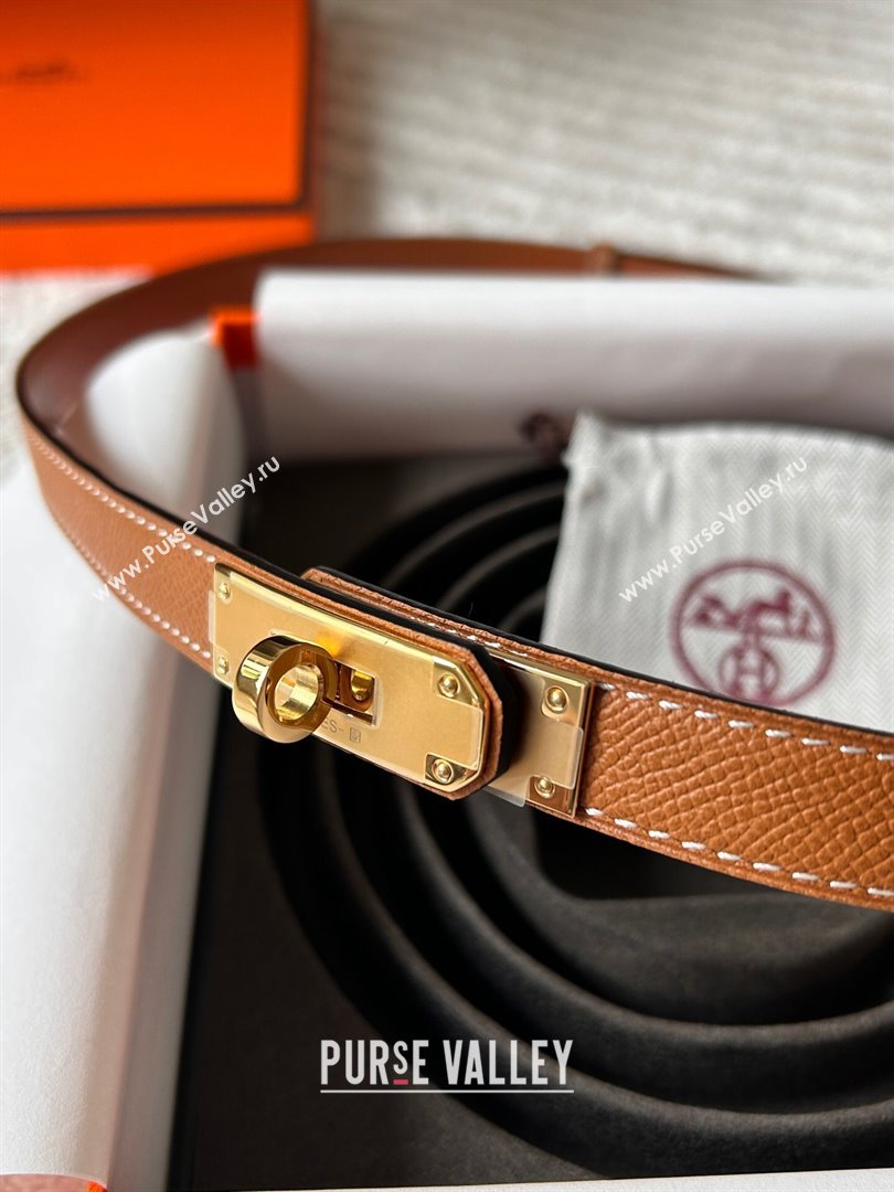 Hermes Epsom Leather Belt 1.8cm Brown/Gold 2024 (YANG-24072416)